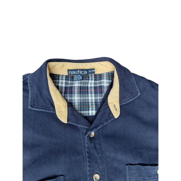 Nautica Navy Shirt with Plaid and Yellow Details - Picture 4 of 6
